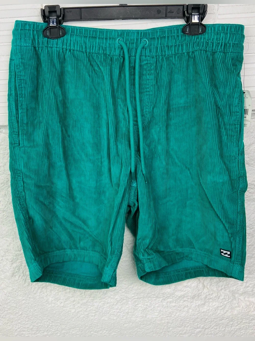 NWT Billabong Teal Athletic Corduroy cotton Drawstring Shorts size large